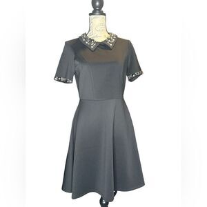 Dylan & Rose black short flair dress embellishments on the collar
